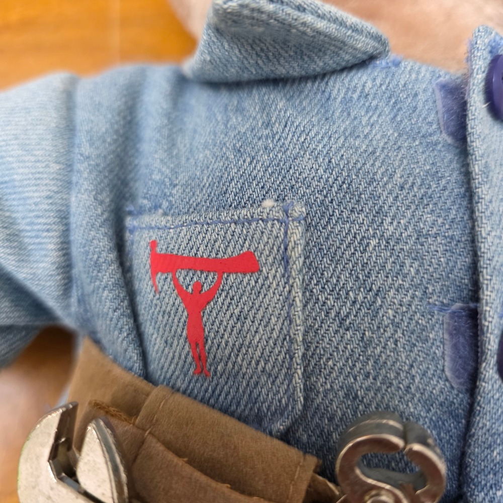1990 Tim Allen Signature Tools Plush "Tool Bear" Toy with Outfit and Accessories - Picture 8 of 11